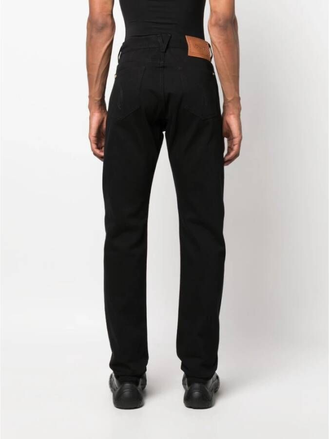 Versace Zwarte Straight-Leg Jeans met Middelhoge Taille Black Heren