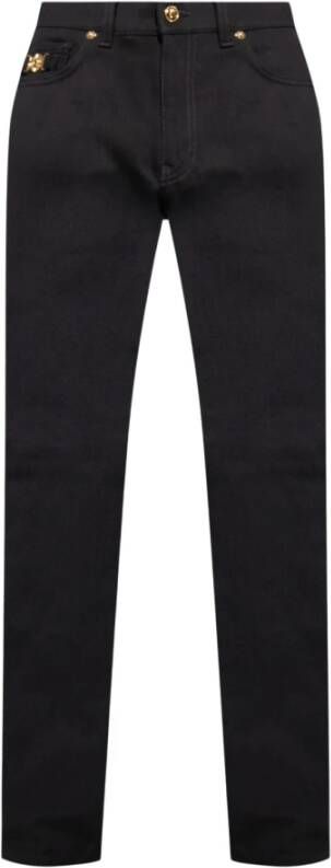 Versace Zwarte Straight-Leg Jeans met Middelhoge Taille Zwart Heren