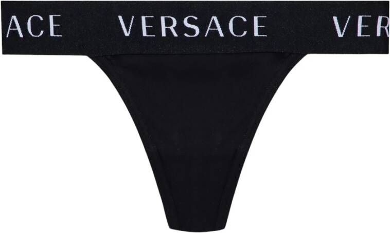 Versace String met logo Zwart Dames