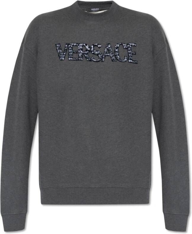 Versace Geborduurde Sweatshirt Grijs Heren