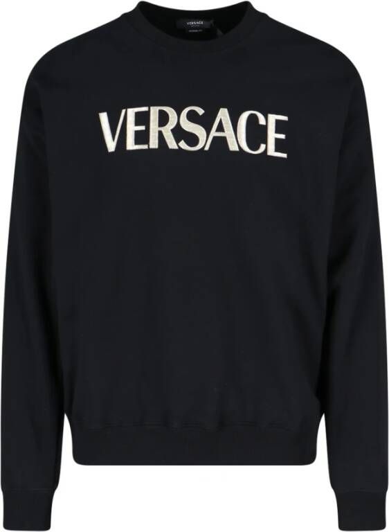 Versace Katoenen Logo Sweatshirt Black Heren
