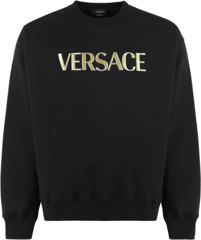 Versace Katoenen Logo Sweatshirt Black Heren