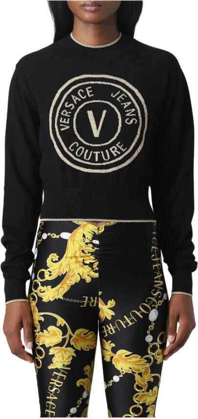 Versace Jeans Couture Zwarte Sweaters Stijlvol Ontwerp Black Dames