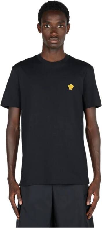 Versace Zwart Medusa-geborduurd Katoenen T-Shirt Black Heren