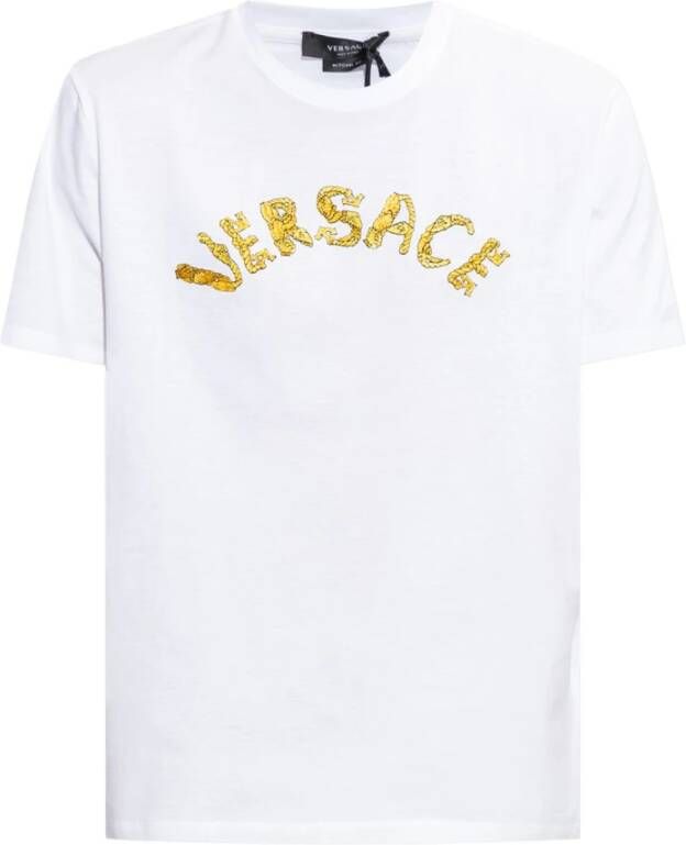 Versace Seashell Baroque Geborduurd T-Shirt White Heren