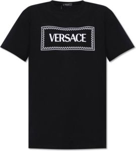 Versace Zwarte T-shirts en Polos met geborduurd logo Zwart Dames