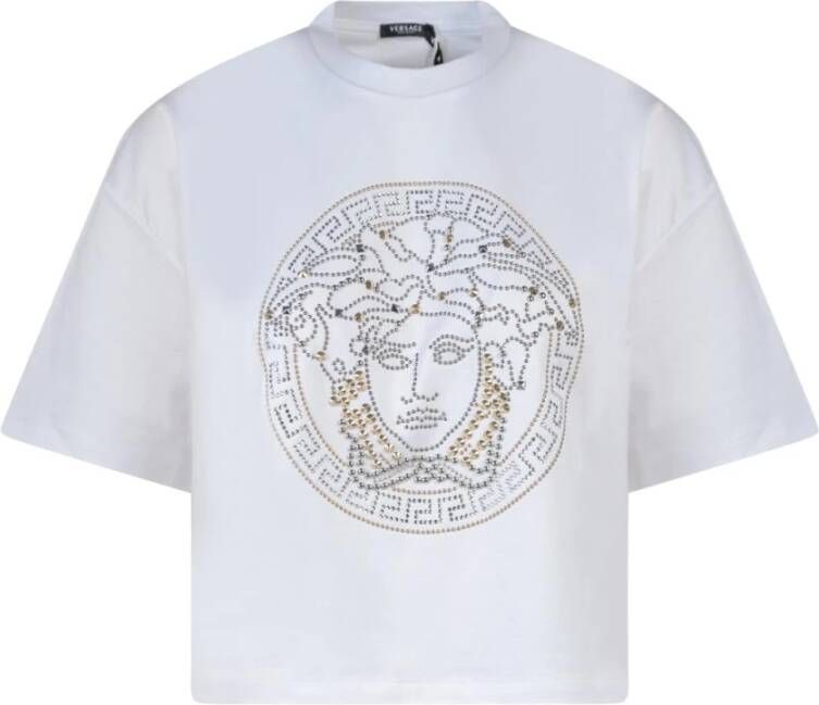Versace Witte Strass Oversized T-Shirt White Dames