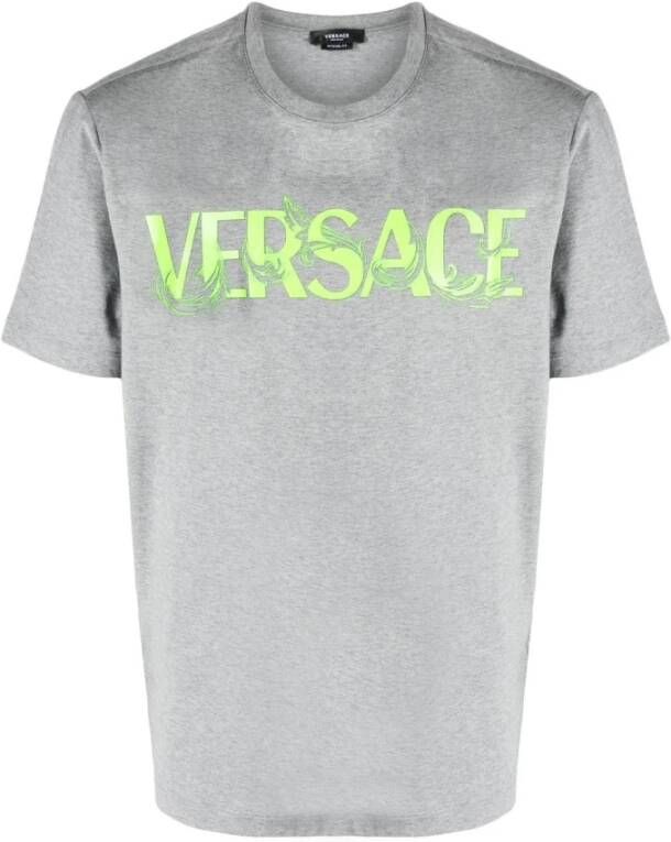 Versace Grijze Katoenen T-Shirt Regular Fit Gray Heren
