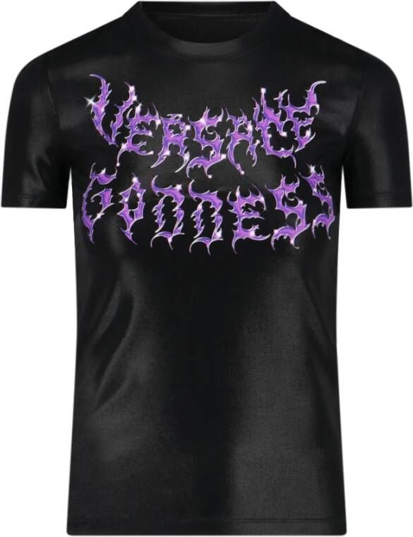Versace Bedrukt T-shirt Black Dames