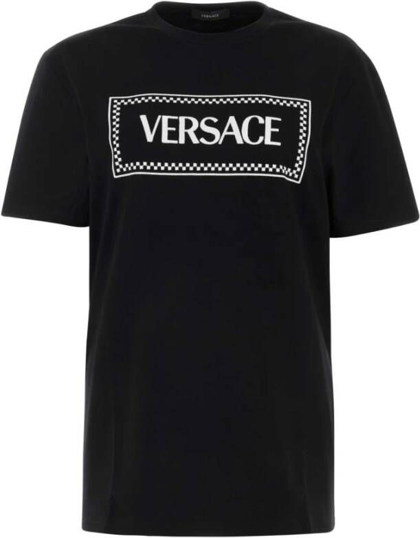 Versace Zwarte katoenen T-shirt Klassieke stijl Black Dames