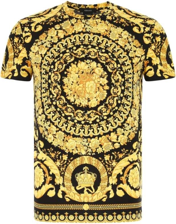 Versace Bedrukt katoenen T-shirt Multicolor Heren