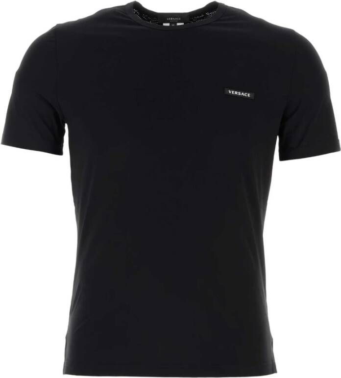 Versace Zwart stretchylon t-shirt Black Heren