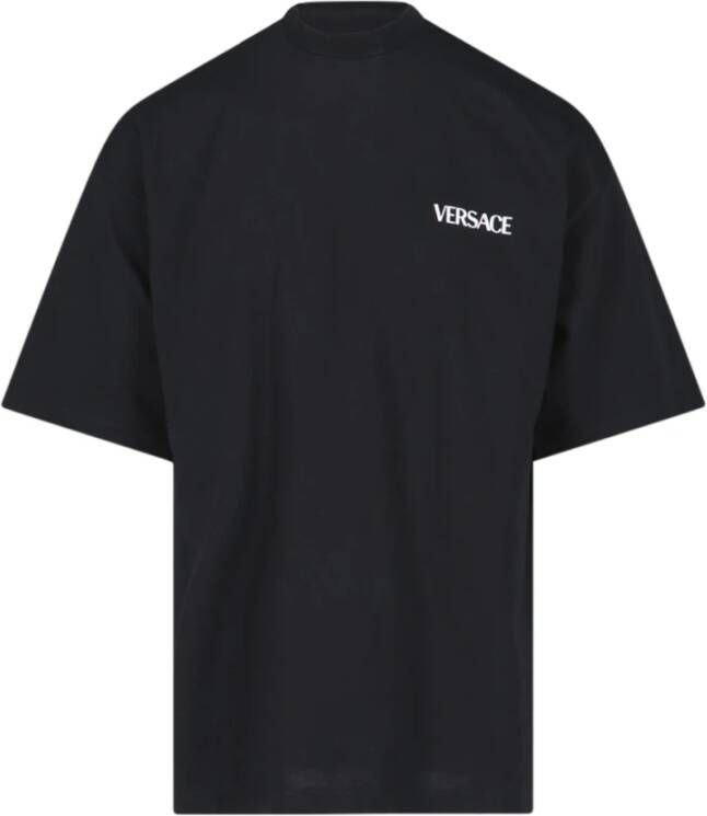 Versace Zwarte T-shirts en Polos met Logodetail Zwart Heren