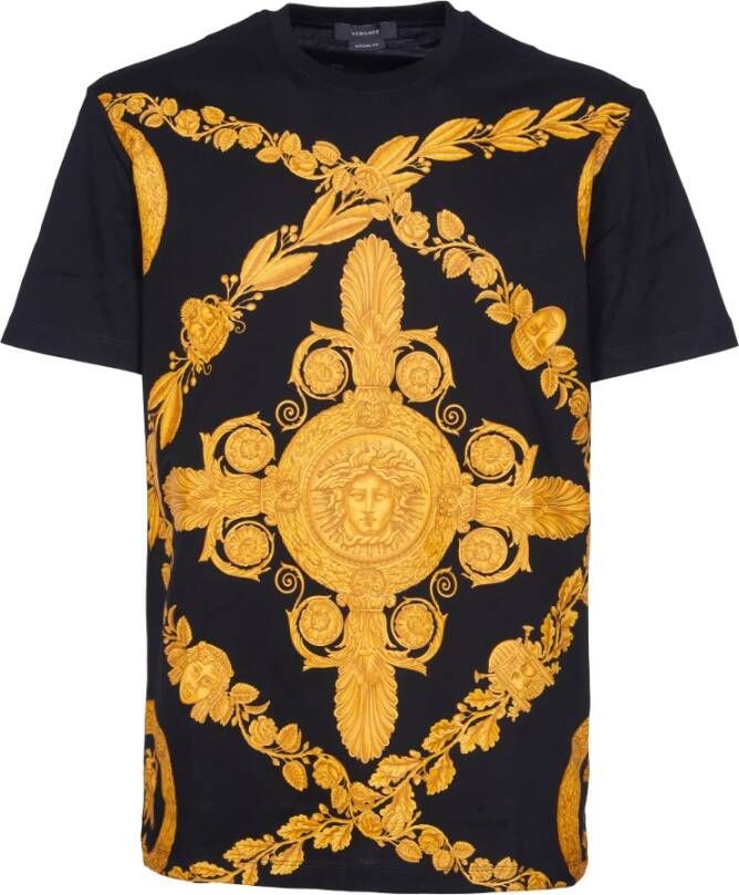 Versace Zwarte T-shirts en Polos Black Heren
