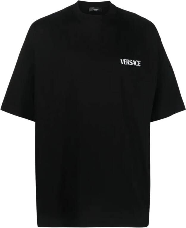 Versace Zwarte T-shirts en Polos met Logodetail Black Heren