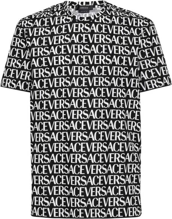 Versace Katoenen Logo T-shirt Black Heren