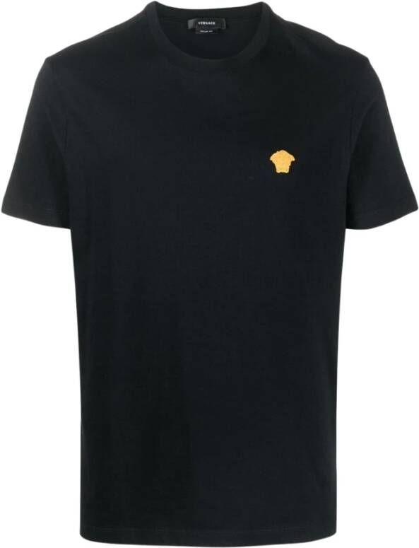 Versace Zwarte katoenen T-shirt Klassieke stijl Black Heren