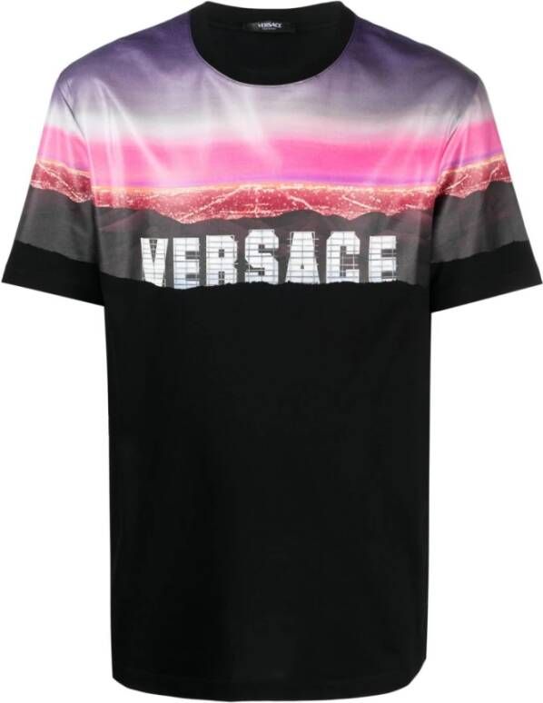 Versace Print T-shirt met ` Hills` Design Multicolor Heren