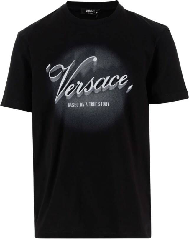 Versace Zwart Katoenen Logo T-Shirt Black Heren