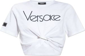 Versace Witte T-shirts en Polos met Veiligheidsspeld Detail Wit Dames