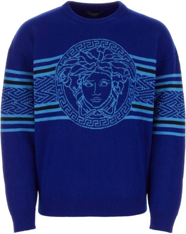 Versace Pullover met ronde halslijn Blue Heren