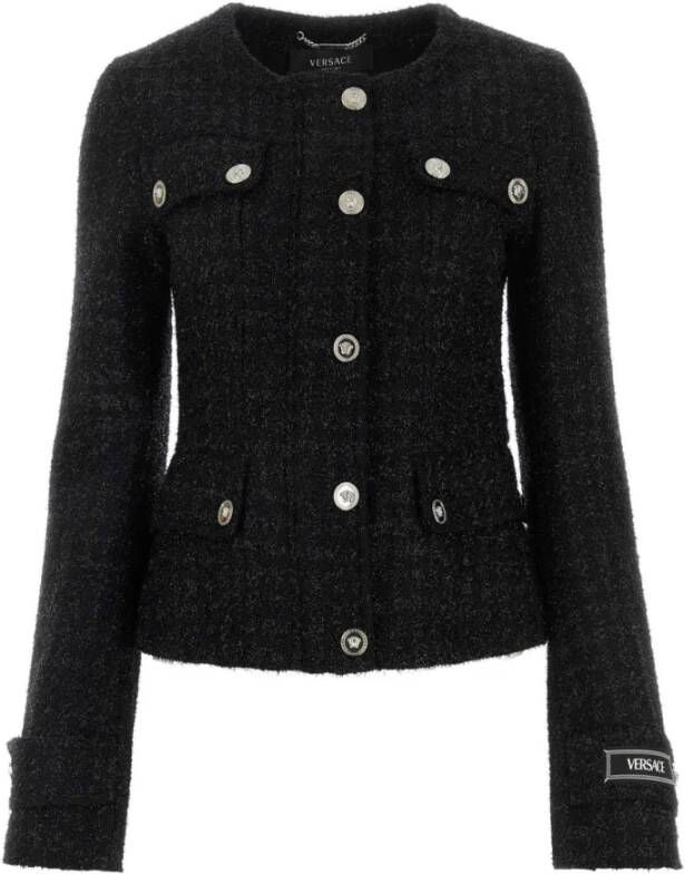 Versace Tweed Jackets Zwart Dames