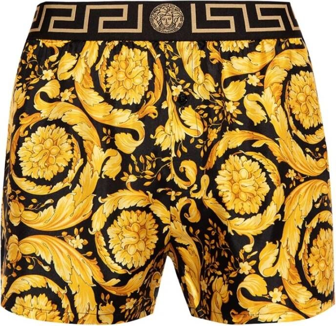 Versace Zijden Boxershorts Zwart Yellow Heren
