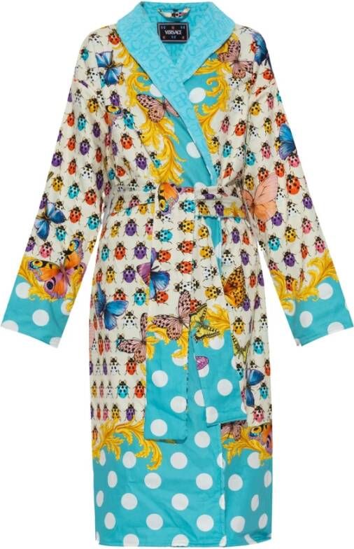 Versace Kleurrijke katoenen badjas met vlinderprint Multicolor Dames