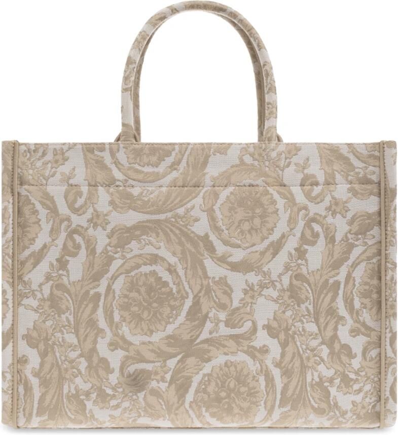 Versace Schoudertas La Greca Boodschappentas Beige Canvas Draagtas