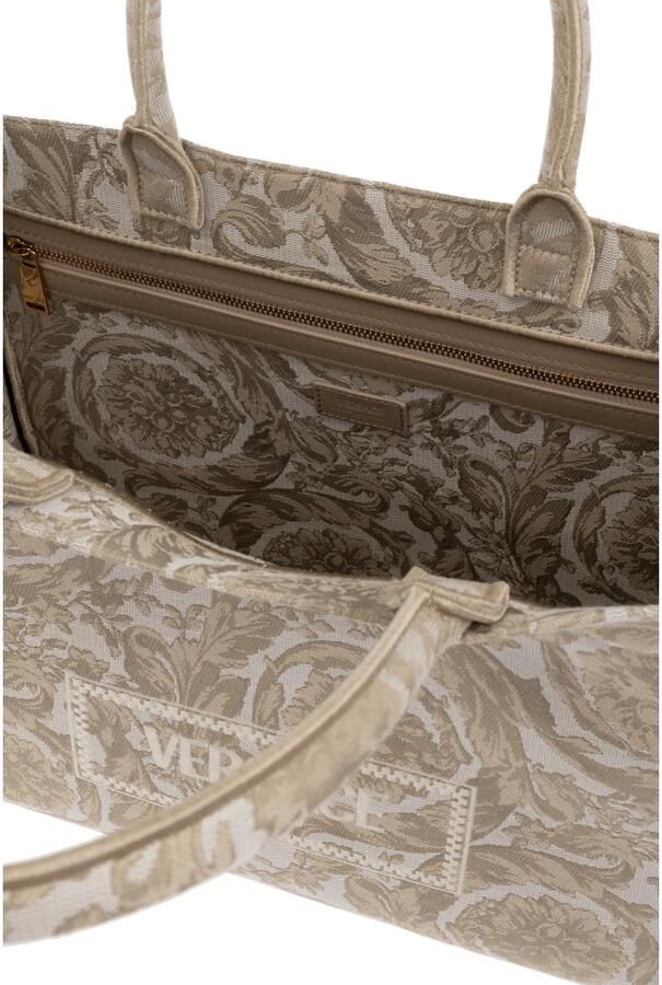 Versace Schoudertas La Greca Boodschappentas Beige Canvas Draagtas - Foto 3