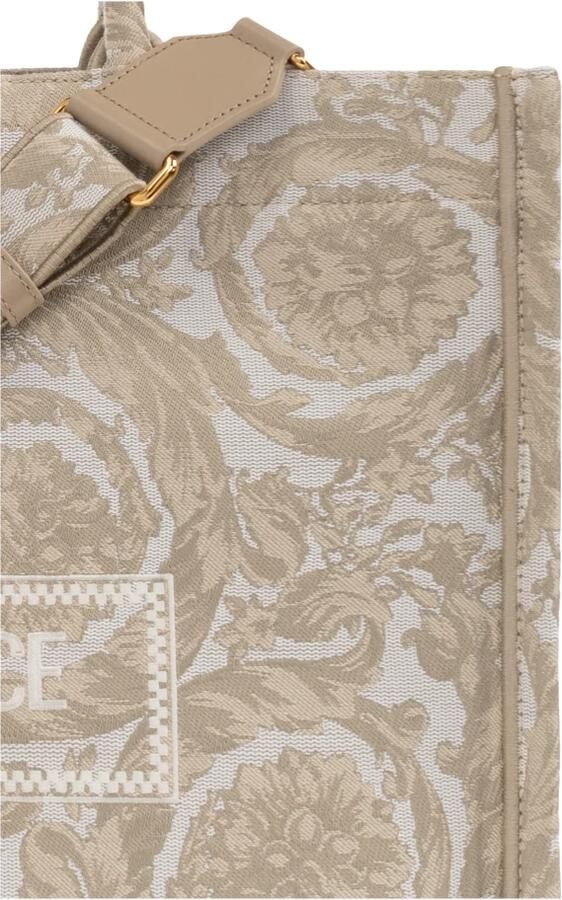 Versace Schoudertas La Greca Boodschappentas Beige Canvas Draagtas - Foto 5