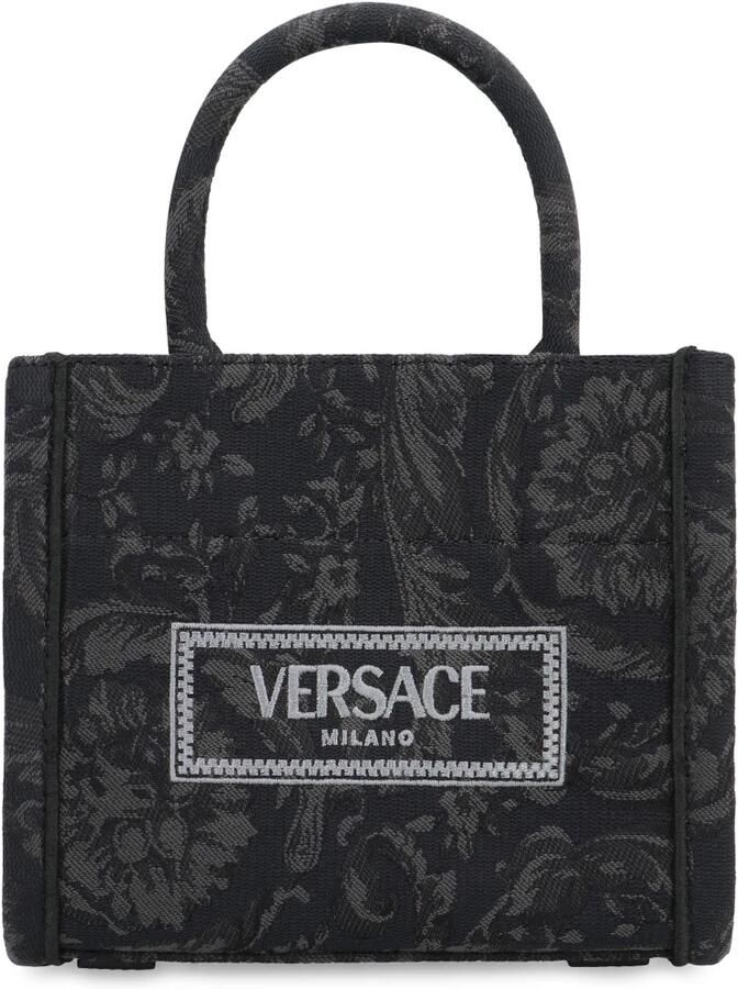 Versace Geborduurde mini Athena Barocco winkeltas Black Dames