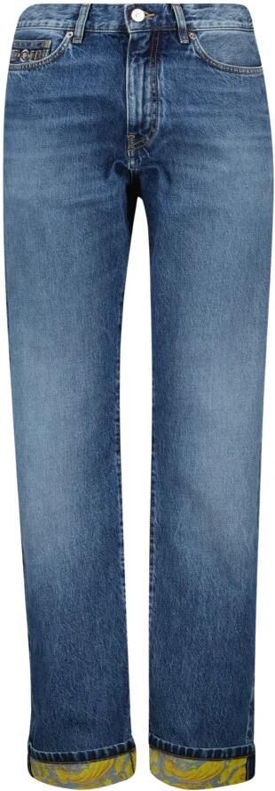 Versace Gestreepte hoge taille jeans met Barocco revers Blue Heren - Foto 11