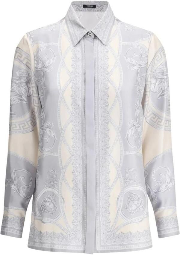 Versace Barocco Zijden Overhemd met Klassieke Kraag Multicolor Dames - Foto 11