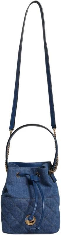 Versace Blauwe Gewatteerde Denim Leren Crossbody Tas Blue Dames - Foto 4