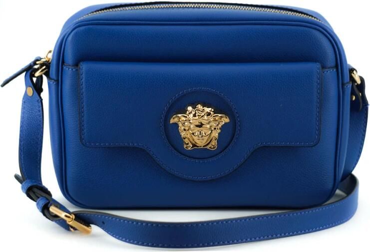 Versace Blauwe Kalfsleren Camera Schoudertas Blue Dames - Foto 4