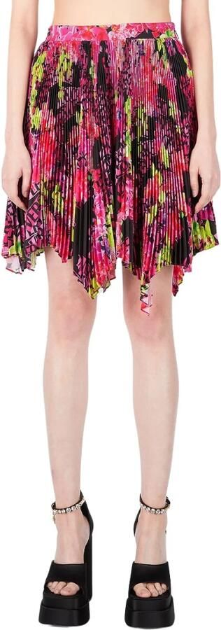 Versace Geplooide Orchideeënprint Mini Rok Multicolor Dames - Foto 11