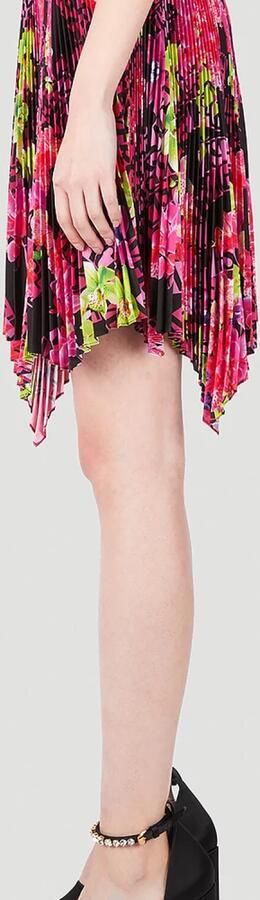 Versace Geplooide Orchideeënprint Mini Rok Multicolor Dames - Foto 13