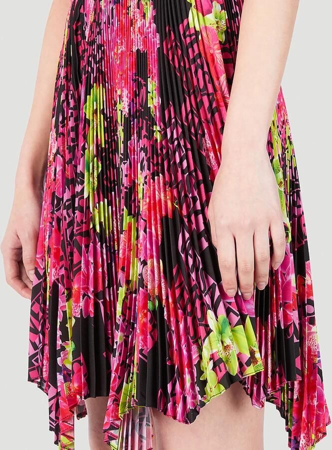 Versace Geplooide Orchideeënprint Mini Rok Multicolor Dames - Foto 6