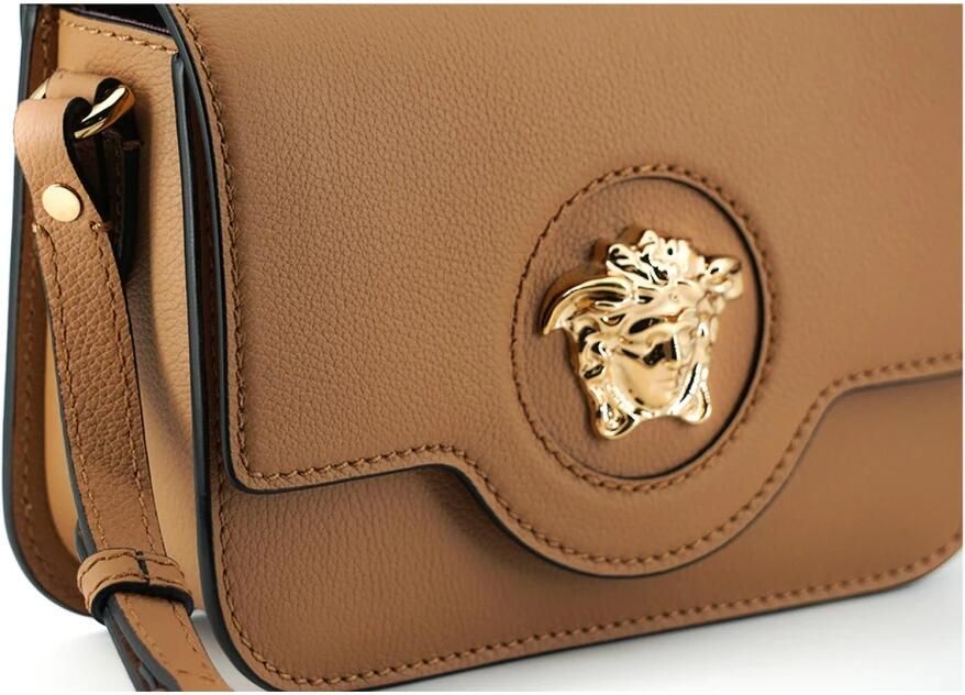 Versace Schoudertas Medusa Mini Crossbody Camel Leder