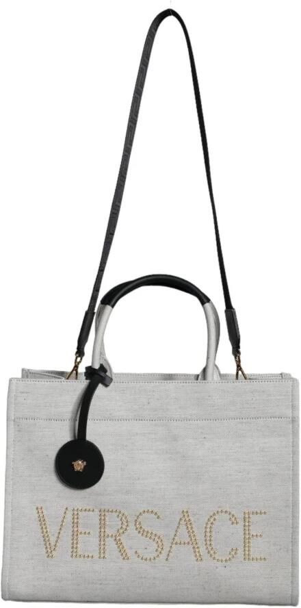 Versace Dames Schoudertas met Leren Details Gray Dames - Foto 4