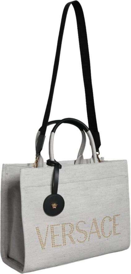 Versace Dames Schoudertas met Leren Details Gray Dames - Foto 3