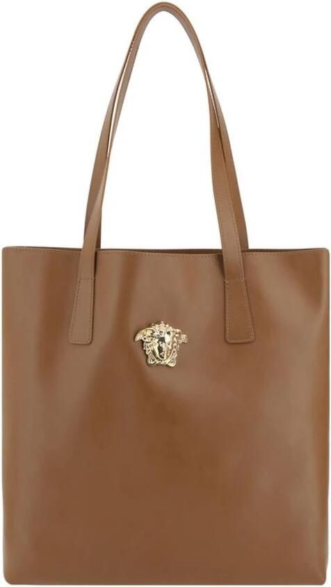 Versace Elegante leren tote tas met Medusa-plaque Brown - Foto 10