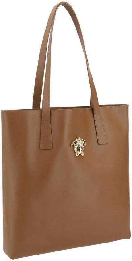 Versace Elegante leren tote tas met Medusa-plaque Brown - Foto 8