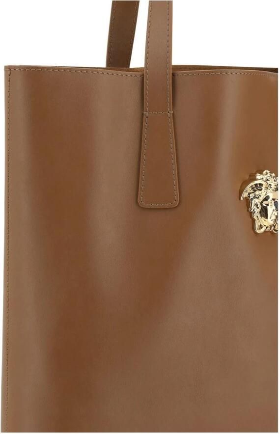 Versace Elegante leren tote tas met Medusa-plaque Brown - Foto 4