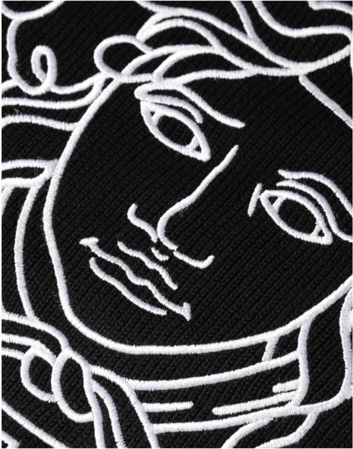 Versace Geborduurde Crew Neck Katoenen Trui Black Heren - Foto 2