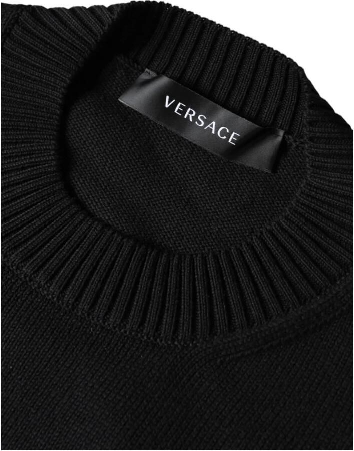 Versace Geborduurde Crew Neck Katoenen Trui Black Heren - Foto 3