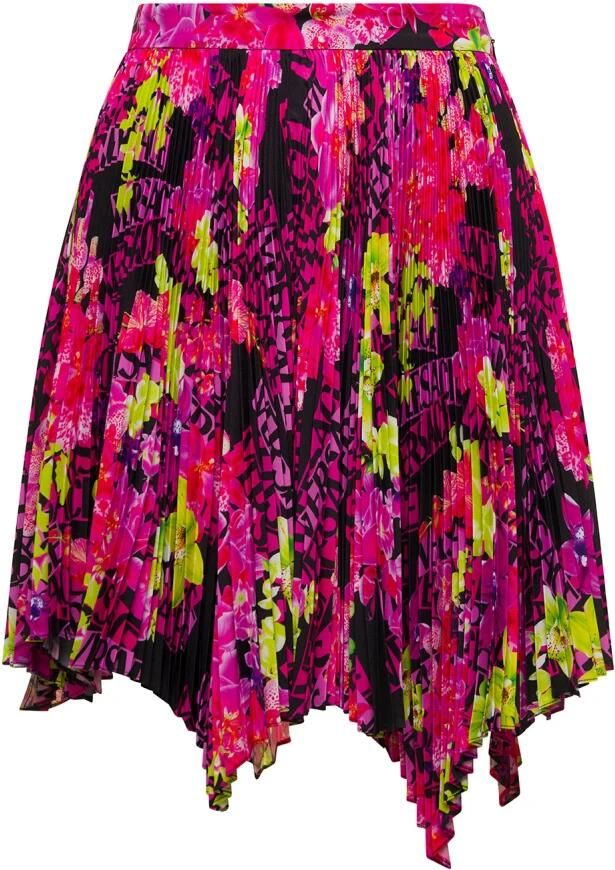 Versace Geplooide Orchideeënprint Mini Rok Multicolor Dames - Foto 8