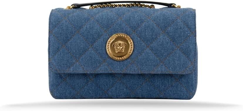 Versace Gewatteerde Dames Schoudertas Magnetische Sluiting Blue Dames - Foto 5