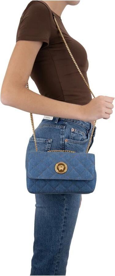 Versace Gewatteerde Dames Schoudertas Magnetische Sluiting Blue Dames - Foto 4